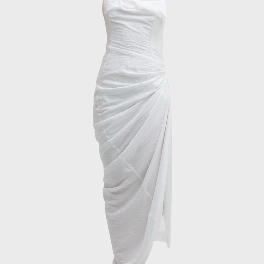 Jacquemus la robe suadade long ruched maxi dress